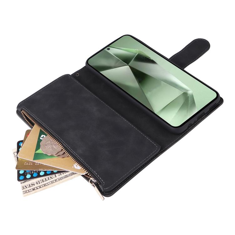 Multifunctional Frosted Zipper Wallet Leather Phone Case