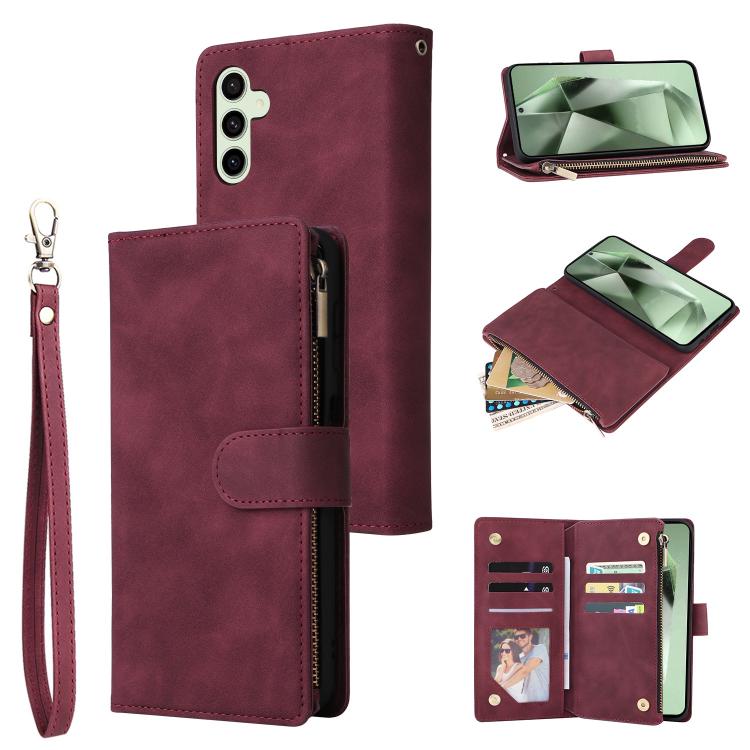 Multifunctional Frosted Zipper Wallet Leather Phone Case
