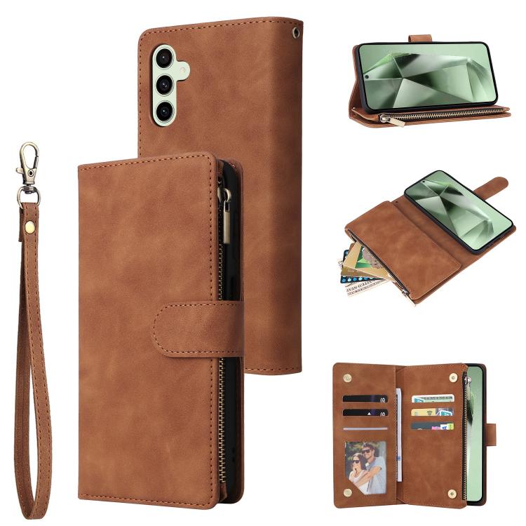 Multifunctional Frosted Zipper Wallet Leather Phone Case