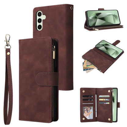 Multifunctional Frosted Zipper Wallet Leather Phone Case