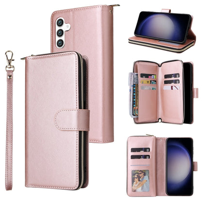 9-Card Slots Zipper Wallet Bag Leather Phone Case