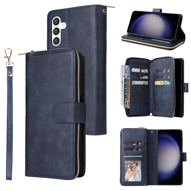 9-Card Slots Zipper Wallet Bag Leather Phone Case