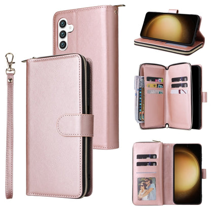 9-Card Slots Zipper Wallet Bag Leather Phone Case