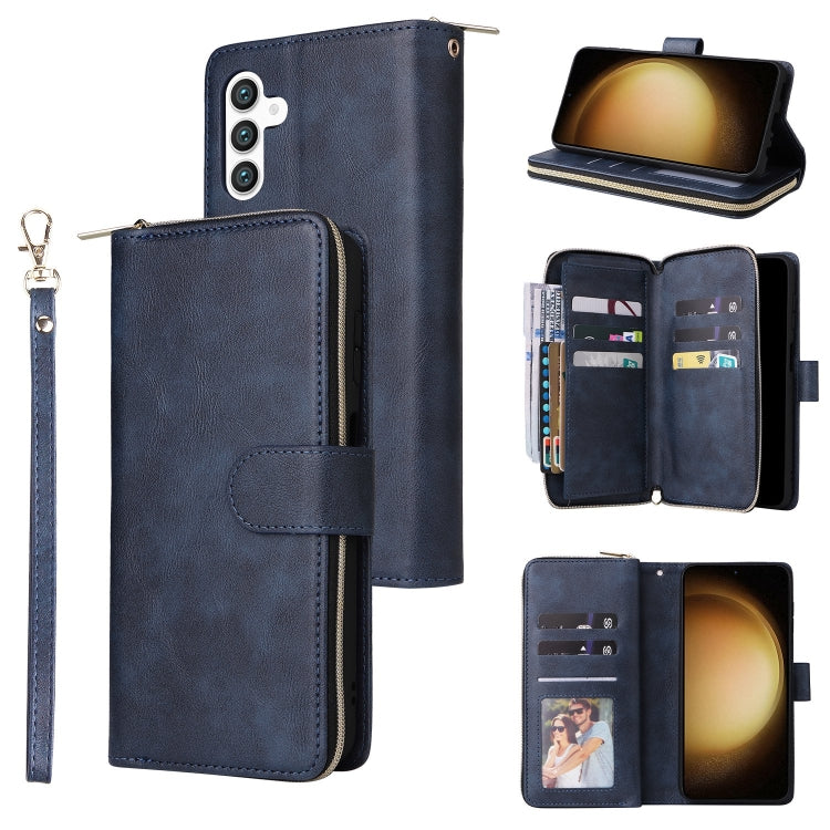 9-Card Slots Zipper Wallet Bag Leather Phone Case