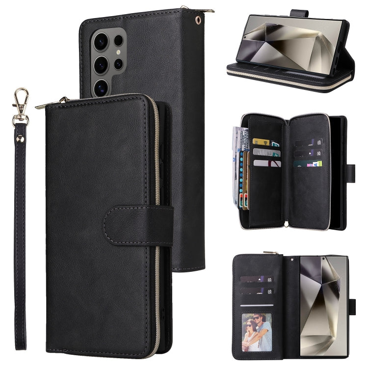 9-Card Slots Zipper Wallet Bag Leather Phone Case