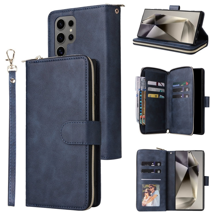 9-Card Slots Zipper Wallet Bag Leather Phone Case
