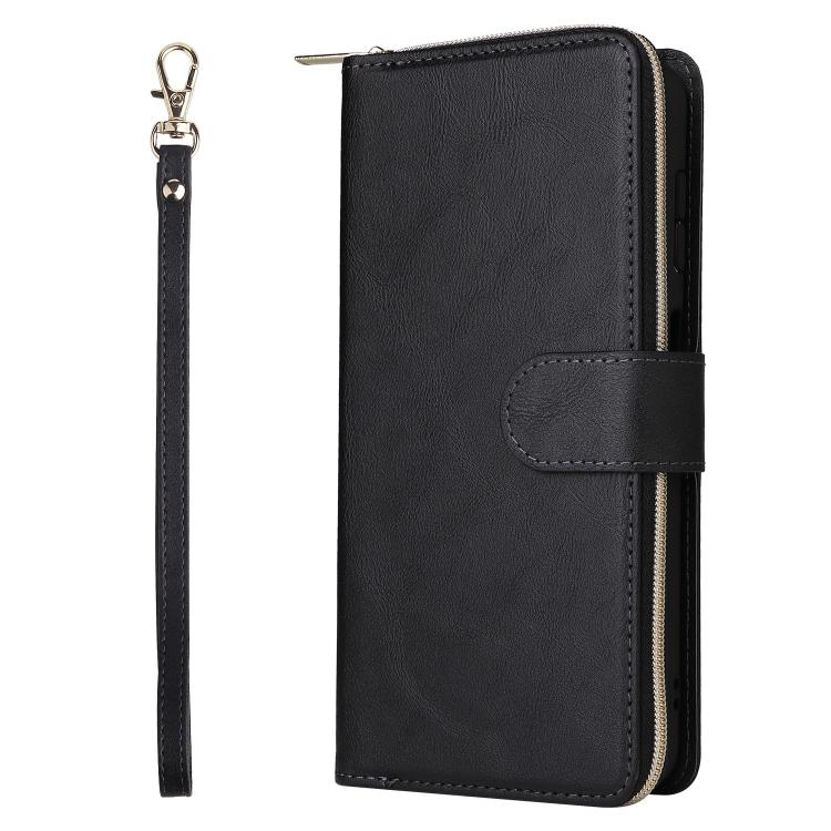9-Card Slots Zipper Wallet Bag Leather Phone Case