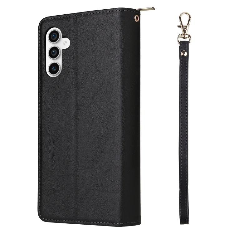 9-Card Slots Zipper Wallet Bag Leather Phone Case