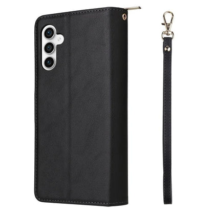 9-Card Slots Zipper Wallet Bag Leather Phone Case