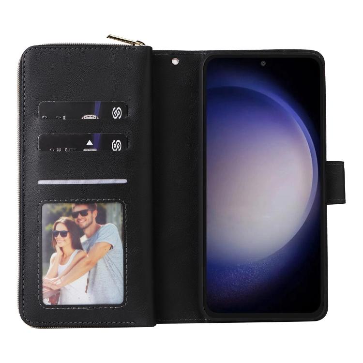 9-Card Slots Zipper Wallet Bag Leather Phone Case