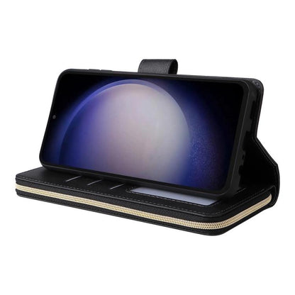 9-Card Slots Zipper Wallet Bag Leather Phone Case