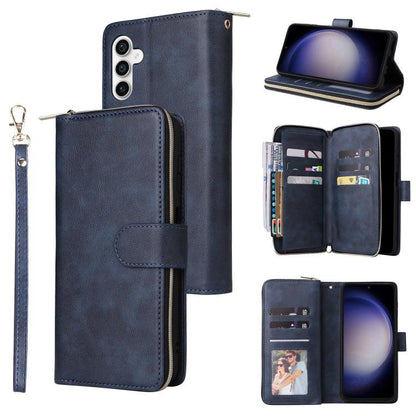 9-Card Slots Zipper Wallet Bag Leather Phone Case
