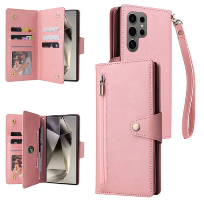 Rivet Buckle 9 Cards Three Fold Leather Phone Case