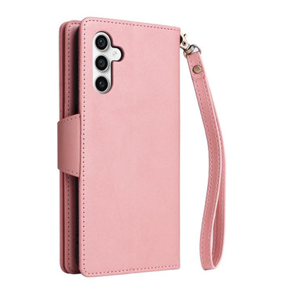 Rivet Buckle 9 Cards Three Fold Leather Phone Case
