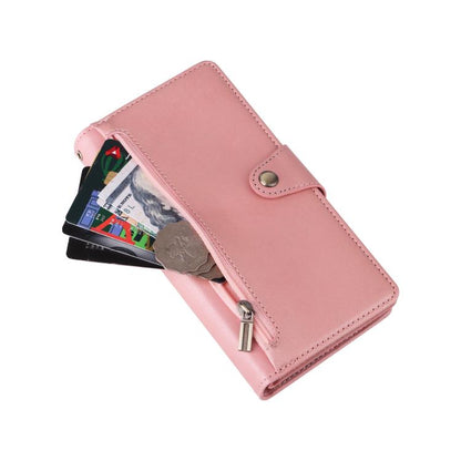 Rivet Buckle 9 Cards Three Fold Leather Phone Case