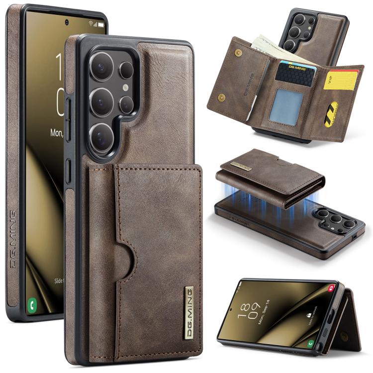 DG.MING M6 Series RFID Tri-fold Card Bag Removable Leather Phone Case