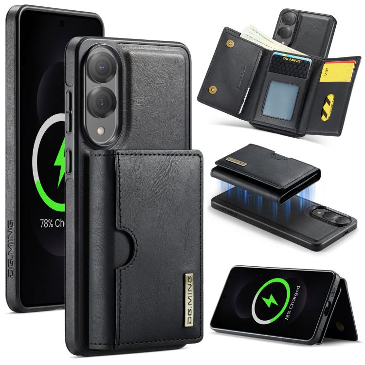 DG.MING M6 Series RFID Tri-fold Card Bag Removable Leather Phone Case