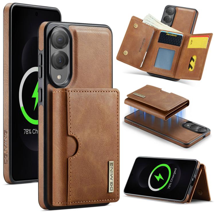 DG.MING M6 Series RFID Tri-fold Card Bag Removable Leather Phone Case