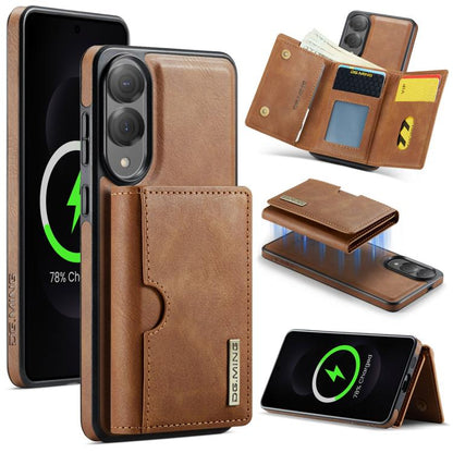 DG.MING M6 Series RFID Tri-fold Card Bag Removable Leather Phone Case