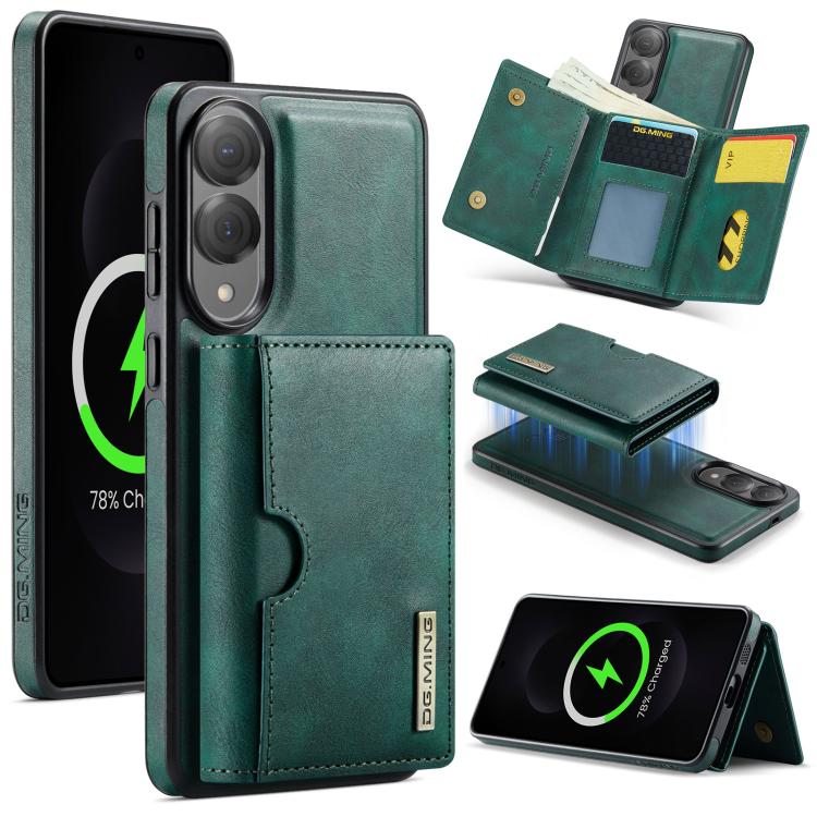 DG.MING M6 Series RFID Tri-fold Card Bag Removable Leather Phone Case