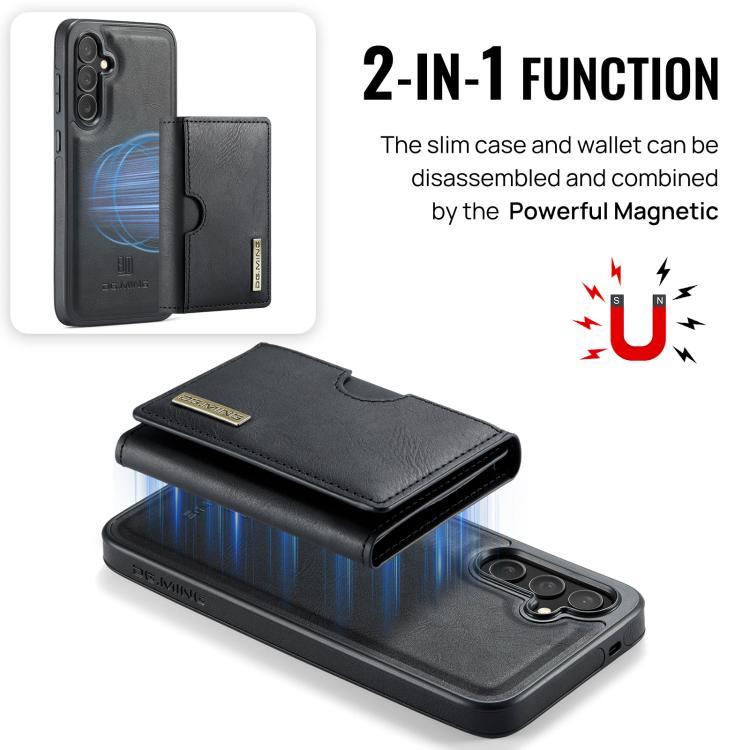 DG.MING M6 Series RFID Tri-fold Card Bag Removable Leather Phone Case