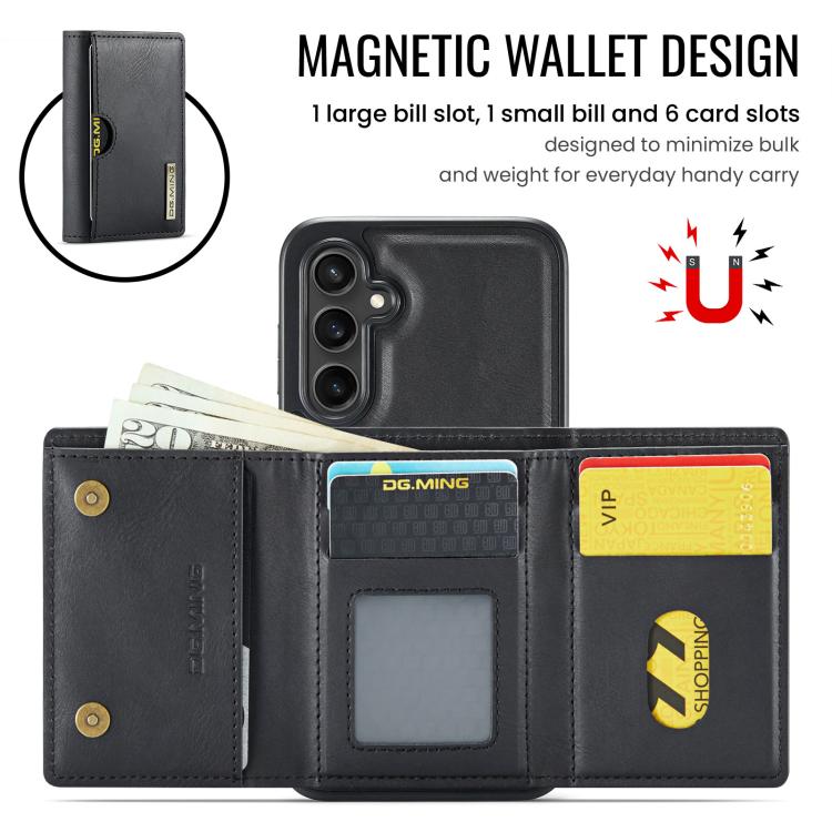 DG.MING M6 Series RFID Tri-fold Card Bag Removable Leather Phone Case