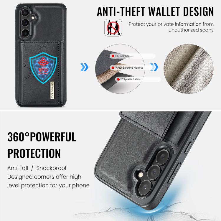 DG.MING M6 Series RFID Tri-fold Card Bag Removable Leather Phone Case