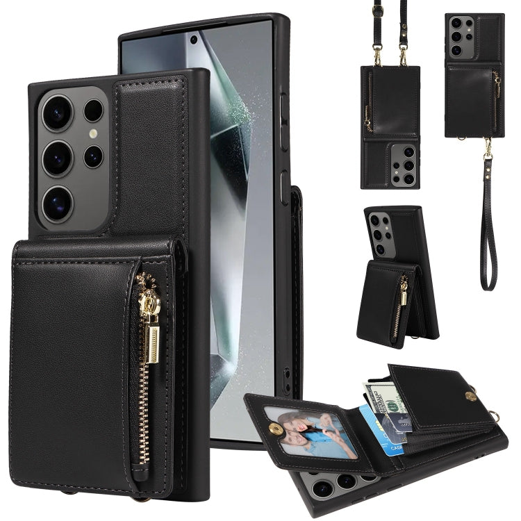 Crossbody Lanyard Zipper Wallet Leather Phone Case