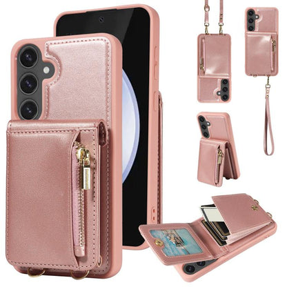 Crossbody Lanyard Zipper Wallet Leather Phone Case