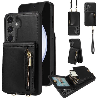 Crossbody Lanyard Zipper Wallet Leather Phone Case