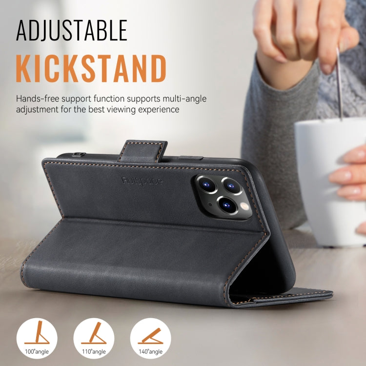 AutSpace A11 Side Buckle MagSafe Magnetic RFID Phone Leather Case