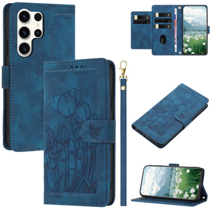 Tulips Embossed Leather Phone Case with Lanyard