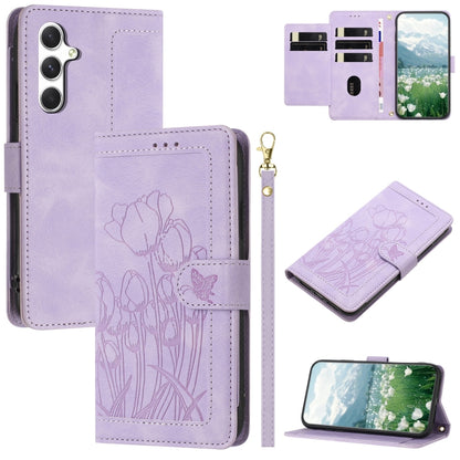 Tulips Embossed Leather Phone Case with Lanyard