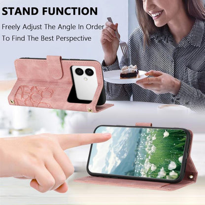 Tulips Embossed Leather Phone Case with Lanyard