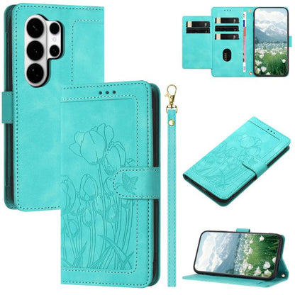 Tulips Embossed Leather Phone Case with Lanyard