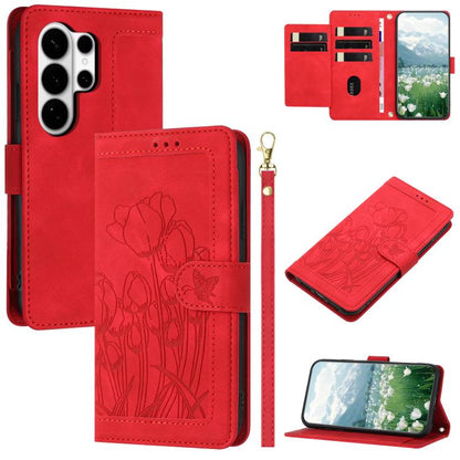 Tulips Embossed Leather Phone Case with Lanyard