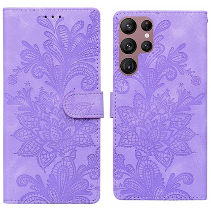 Lace Floral Embossed Magnetic Buckle PU Phone Case With Wrist Strap