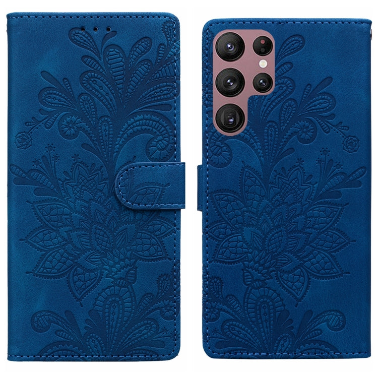 Lace Floral Embossed Magnetic Buckle PU Phone Case With Wrist Strap