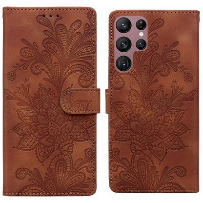 Lace Floral Embossed Magnetic Buckle PU Phone Case With Wrist Strap