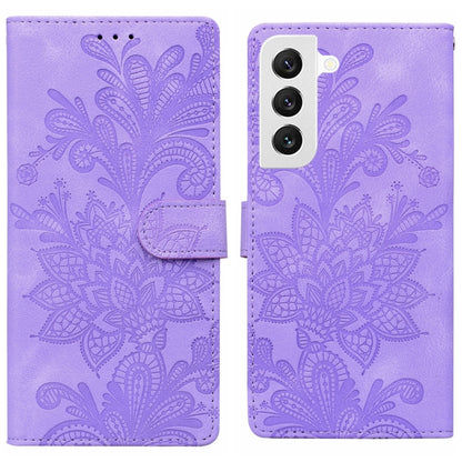 Lace Floral Embossed Magnetic Buckle PU Phone Case With Wrist Strap