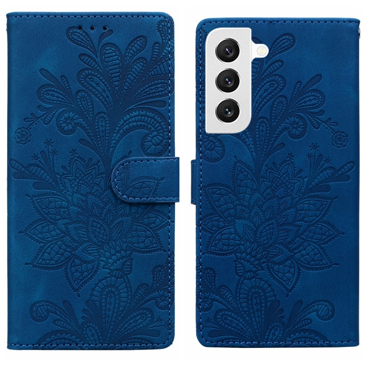 Lace Floral Embossed Magnetic Buckle PU Phone Case With Wrist Strap