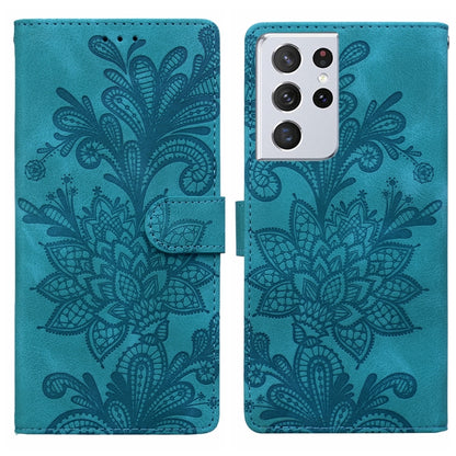 Lace Floral Embossed Magnetic Buckle PU Phone Case With Wrist Strap