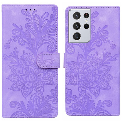 Lace Floral Embossed Magnetic Buckle PU Phone Case With Wrist Strap