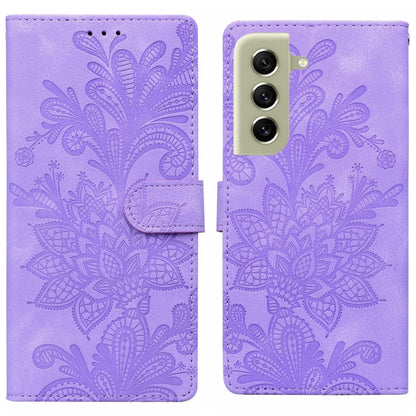Lace Floral Embossed Magnetic Buckle PU Phone Case With Wrist Strap