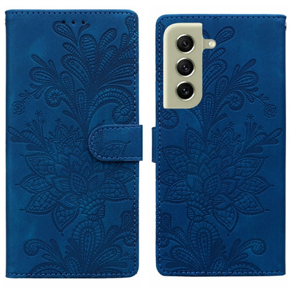 Lace Floral Embossed Magnetic Buckle PU Phone Case With Wrist Strap