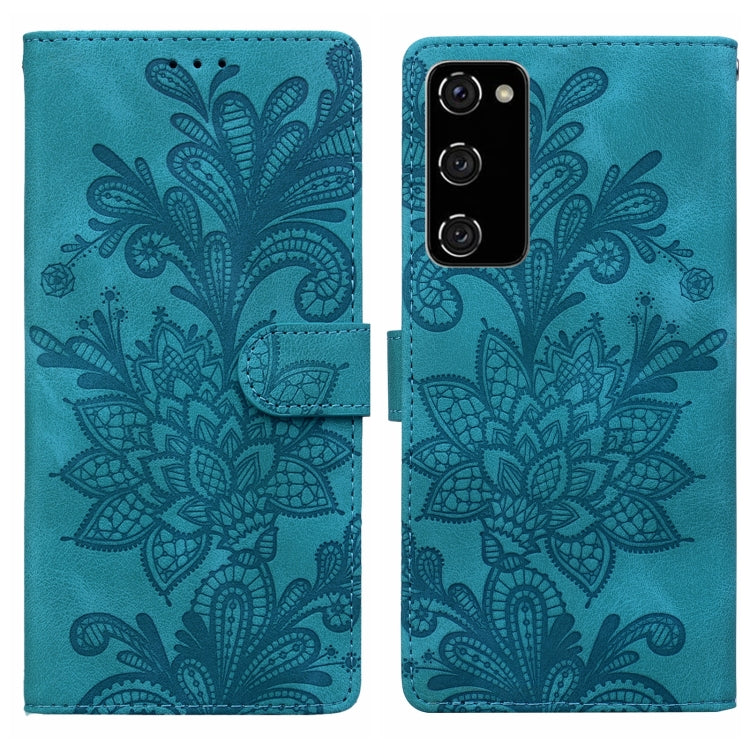 Lace Floral Embossed Magnetic Buckle PU Phone Case With Wrist Strap