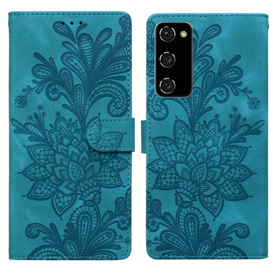 Lace Floral Embossed Magnetic Buckle PU Phone Case With Wrist Strap