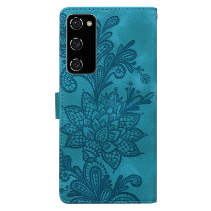 Lace Floral Embossed Magnetic Buckle PU Phone Case With Wrist Strap