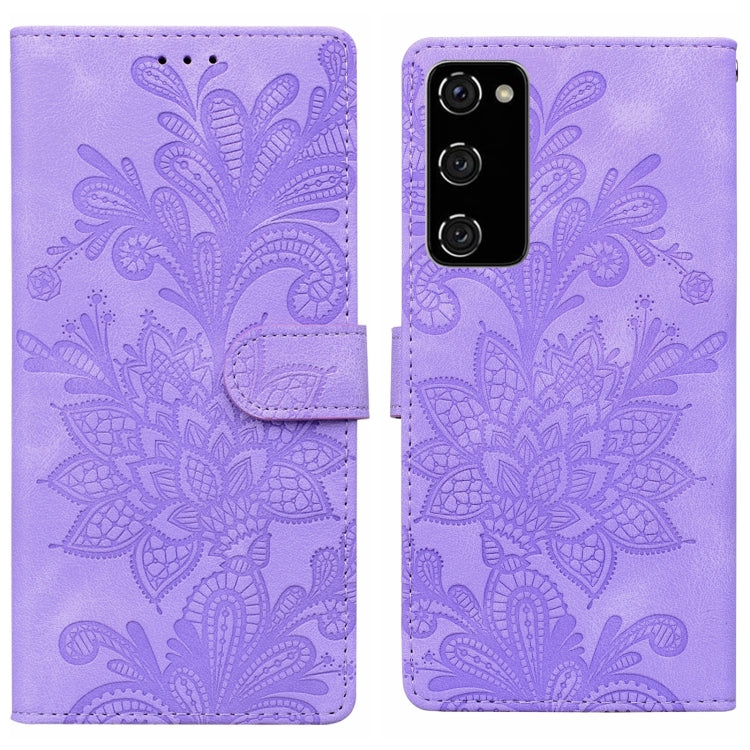 Lace Floral Embossed Magnetic Buckle PU Phone Case With Wrist Strap