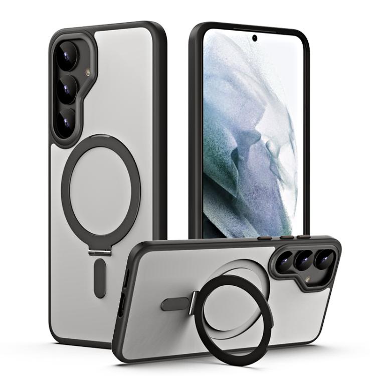 MagSafe Airbag Shockproof Frosted Phone Case with Fold Holder